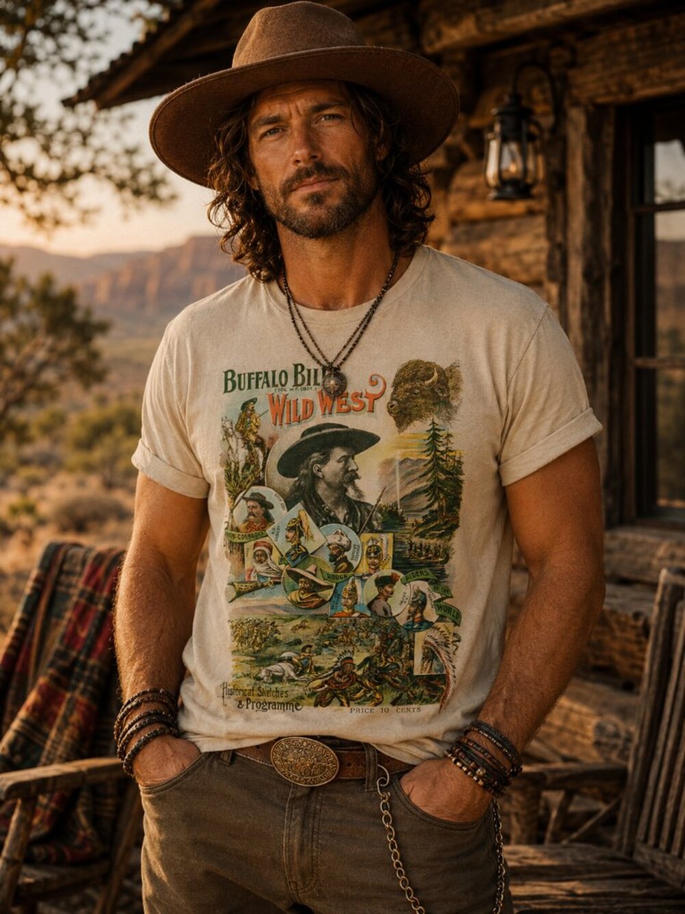 Buffalo Bill's Wild West Vintage HATMAN ORIGINALS T SHIRT TEE MADE IN USA